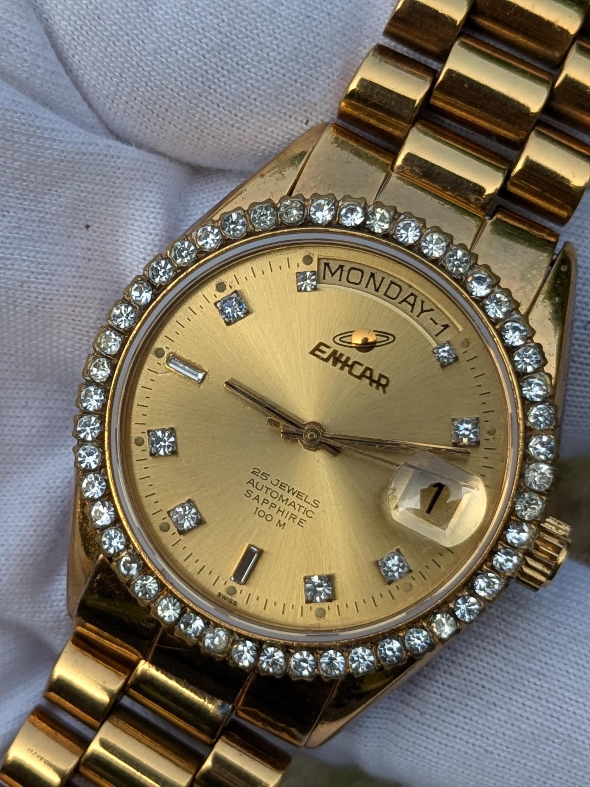 Gold enicar watch - Etsy 日本