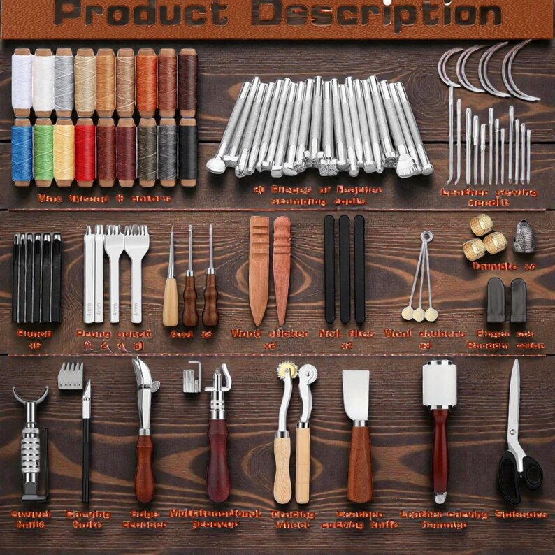 Leather Craft Tools Leather Working Tools Kit With Custom Storage Bag ...