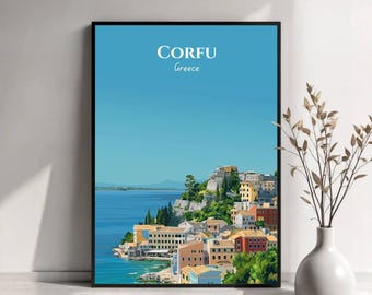 Corfu Travel Poster | Corfu Greece Wall Art | Ionian Island Print | Corfu Illustration | Travel Poster Art