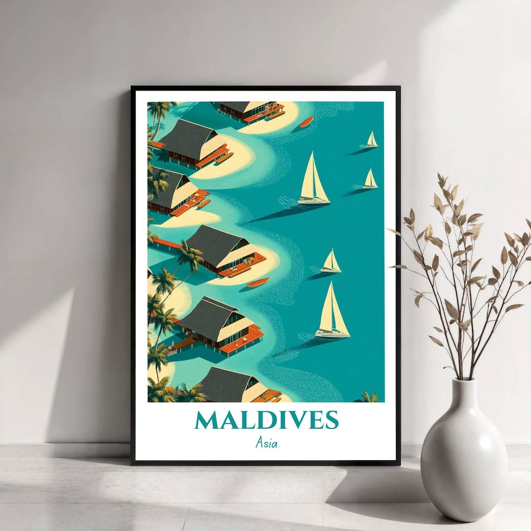 Maldives Travel Poster | Maldives Wall Art | Indian Ocean Island Print ...