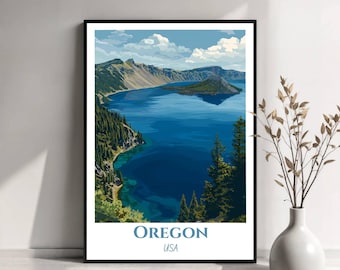 Oregon Travel Poster | Oregon USA Wall Art | Pacific Northwest Landscape Print | Oregon Illustration | Travel Poster Art