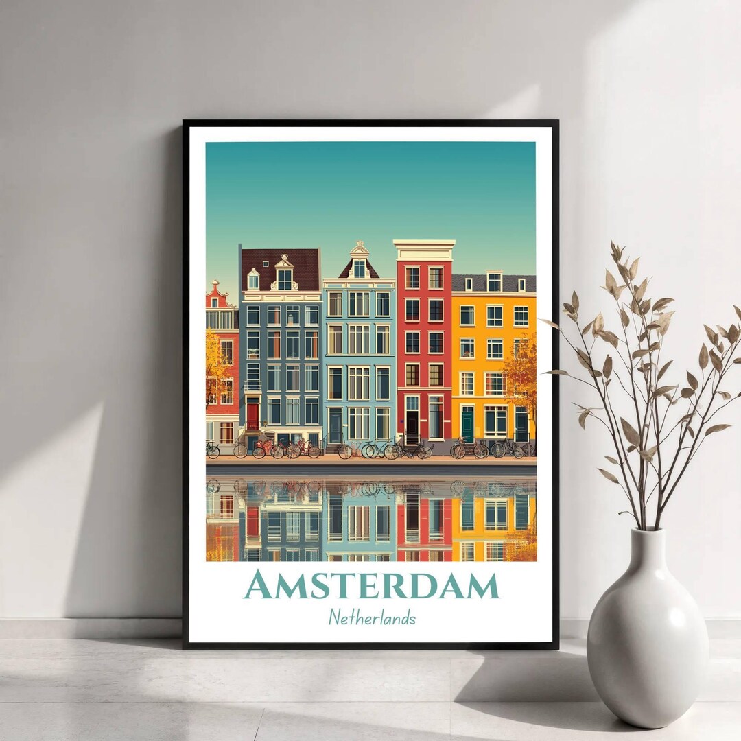 Amsterdam Travel Poster | Amsterdam Netherlands Wall Art | Canal City ...