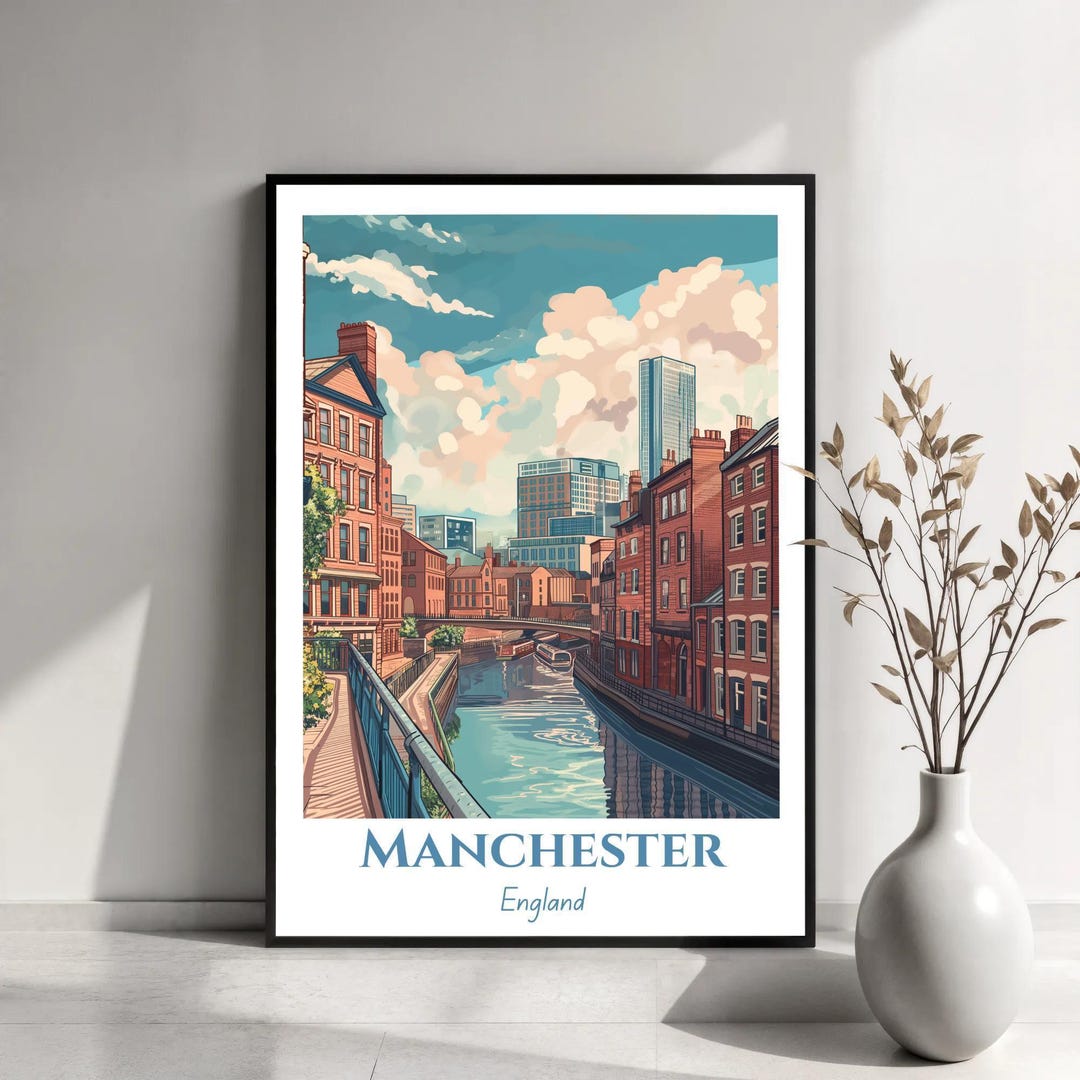 Manchester Poster Manchester Travel Poster | Manchester England Wall Art | Northern City ...