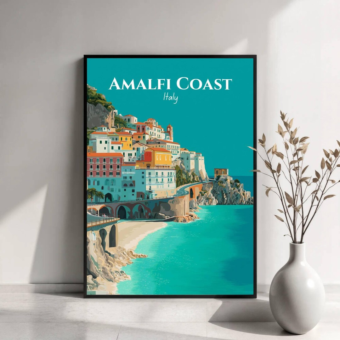 Amalfi Coast Travel Poster | Amalfi Coast Italy Wall Art | Coastal ...