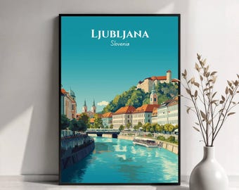 Ljubljana Travel Poster | Ljubljana Slovenia Wall Art | Slovenian City Print | Ljubljana Illustration | Travel Poster Art | Travel Gift