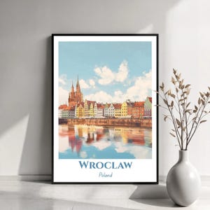 Póster turístico de Breslavia / Arte mural de Breslavia, Polonia / Lámina del casco antiguo / Ilustración de Breslavia / Arte de pósteres turísticos