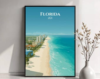 Florida Travel Poster | Florida USA Wall Art | Sunshine State Print | Florida Illustration | Travel Poster Art