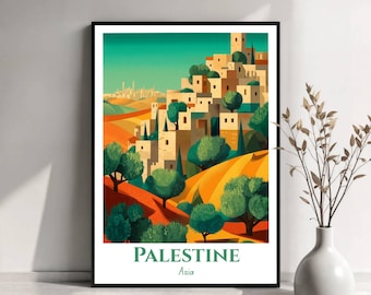 Palestine Travel Poster | Palestine Wall Art | Historic Landmarks Print | Palestine Illustration | Travel Poster Art