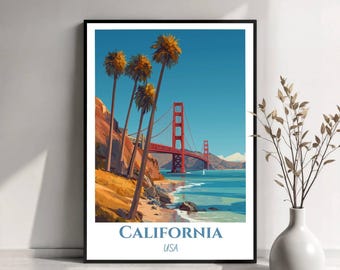 California Travel Poster | California USA Wall Art | Golden State Print | California Illustration | Travel Poster Art