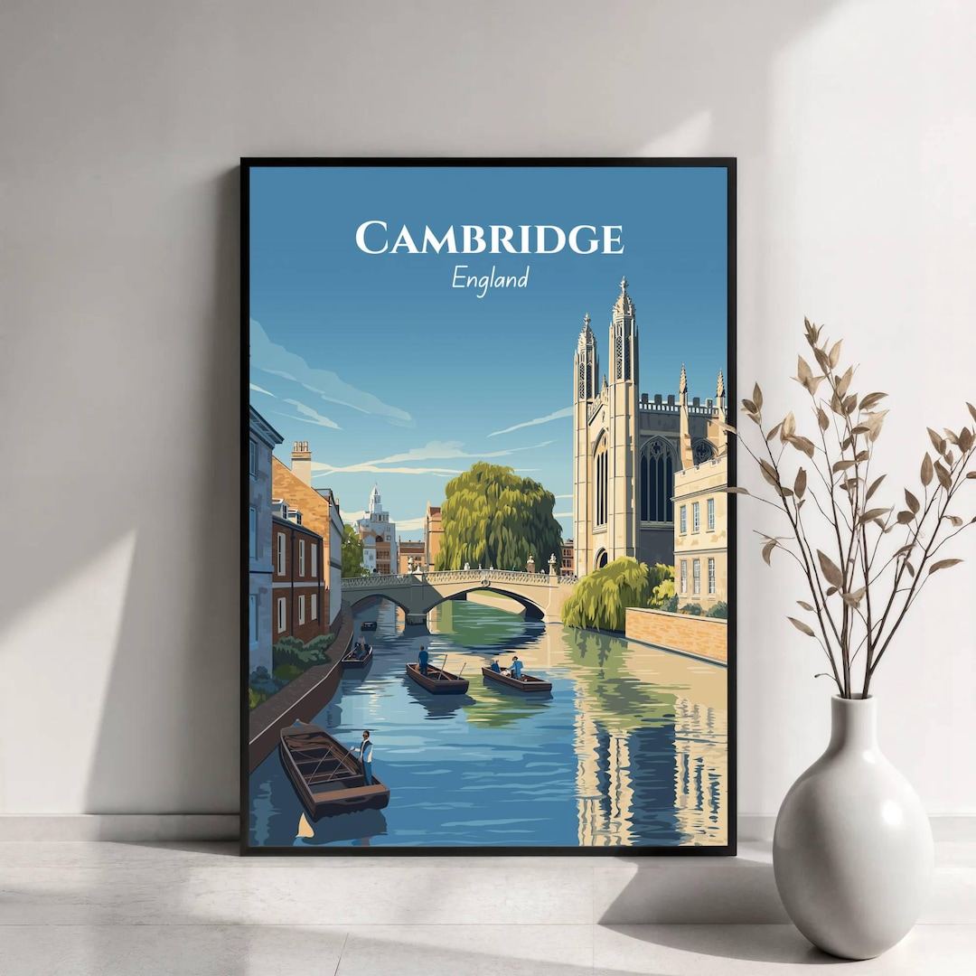 Cambridge Travel Poster | Cambridge England Print | Cambridge Cathedral ...