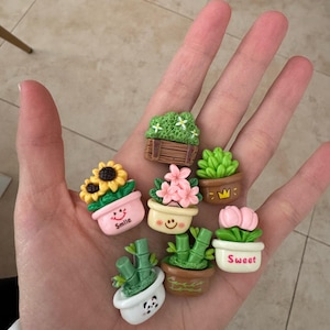 ミニ鉢植えマグネット、かわいい花と多肉植物のデコレーション、冷蔵庫用マグネット