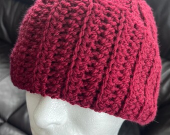 Bulky Crochet Beanie • Ribbed Thick-Stripe Hat • Cozy Winter Hat • Handmade Chunky Beanie • Warm Crochet Gift for Him or Her