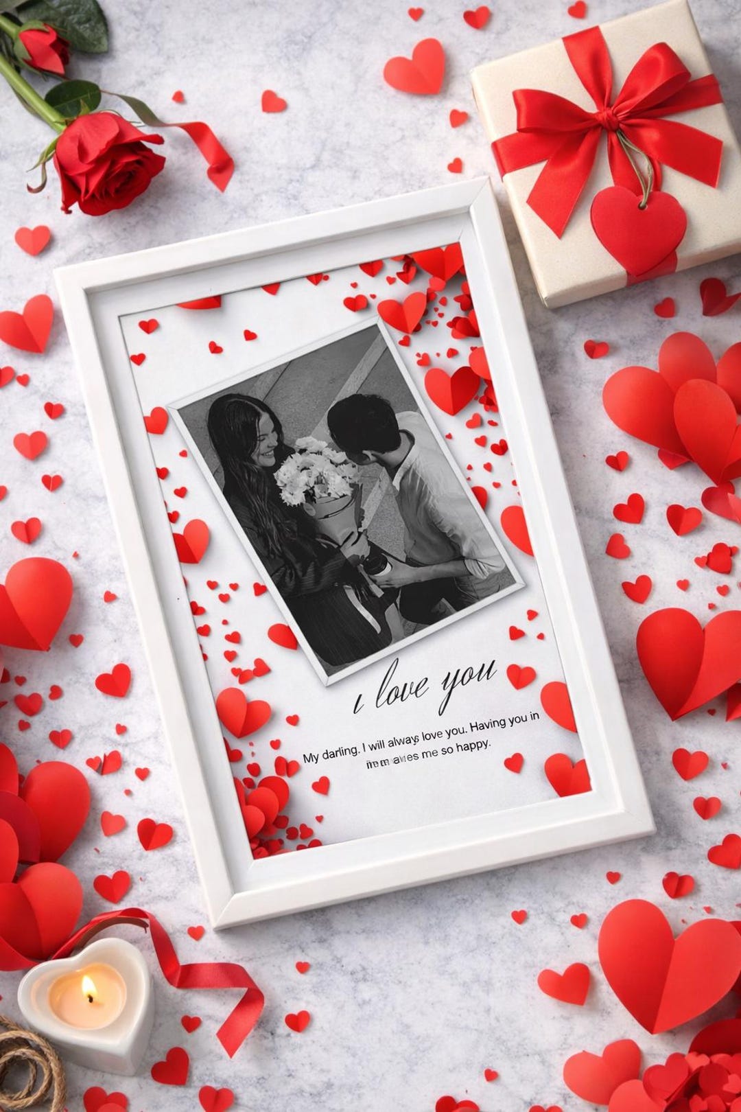 Personalized Valentine’s Day Photo Frame | Editable Canva Template ...