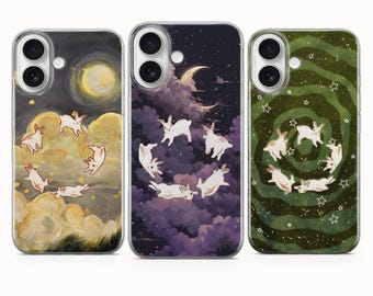 Kawaii Bunny Phone Case – Galaxy Rabbit Design – Starry Night Cover
