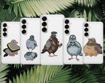 Funny Pigeon Phone Case, Simple Bird Drawing, White Background Cover