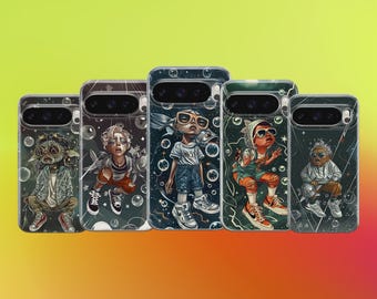 Surreal Fish Phone Case, Weird Art Cartoon Design, Bubble Cover