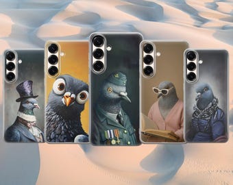 Funny Pigeon Phone Case, Vintage Painting Bird, Retro Art Cover