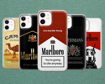 Cover per telefono con etichetta retrò, audace design vintage in rosso, copertina grafica di grande impatto.