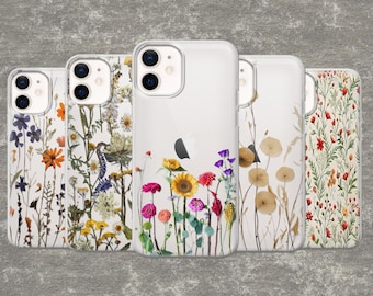 Clear Floral Phone Case – Delicate Spring Flowers – Transparent iPhone Cover