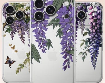 Wisteria Flower Phone Case | Transparent Floral iPhone Cover