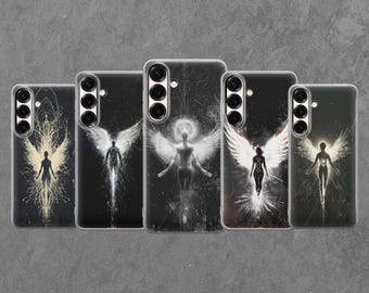 Angel Wings Phone Case, Dark Light Design for iPhone Samsung, Spiritual Style Cover