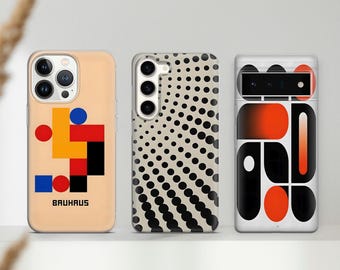 Funda para teléfono estilo Bauhaus con diseño de arte abstracto moderno para iPhone, Samsung y Pixel.