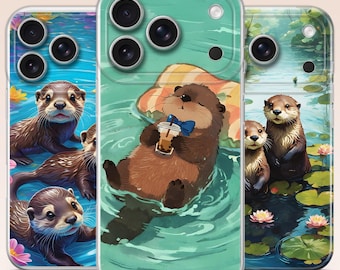 Otter Phone Case, Watercolor Sea Otters, Animal iPhone Cover