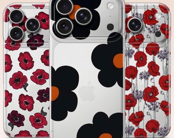 Clear Floral Phone Case – Nordic Flower Pattern TPU Gel Cover