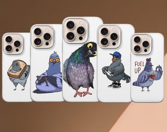 Funny Pigeon Phone Case, Simple Bird Drawing, White Background Cover