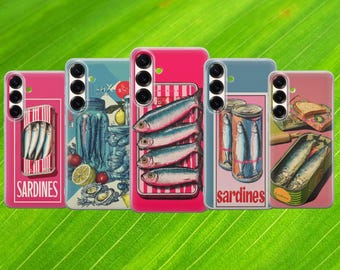 Retro Sardines Phone Case Vintage Fish Cover Colorful Seafood Design Gift