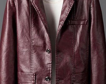 Men’s Genuine Leather Blazer Jacket – Classic Slim Fit Leather Coat | European Style Casual & Formal Jacket