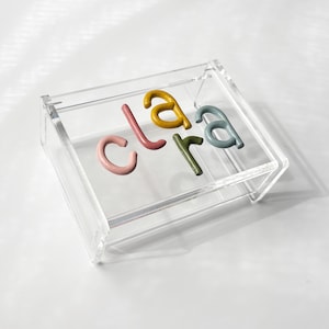 Personalized Acrylic Jewelry Box: Pastel Rainbow Letters