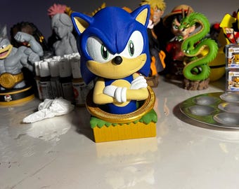 Sonic the Hedgehog, figura pintada a mano en modelo 3D, coleccionable de videojuego