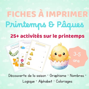Cahier d’Activités Printemps & Pâques 3-5 ans – PDF à imprimer | Maternelle | Saisons, Chiffres, Alphabet, Logique