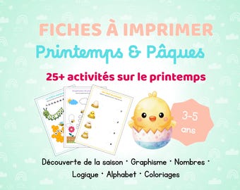 Cahier d’Activités Printemps & Pâques 3-5 ans – PDF à imprimer | Maternelle | Saisons, Chiffres, Alphabet, Logique