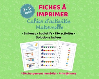 Cahier d'activités maternelle 3–5 ans | PDF éducatif à imprimer | Nombres, alphabet, logique | Petite, moyenne et grande section