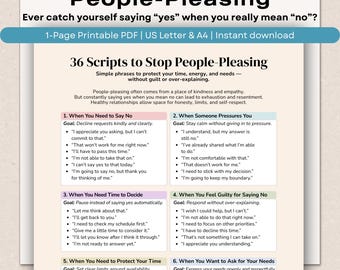 36 Scripts to Stop People-Pleasing, Set Boundaries, Say No Guilt-Free (PDF Download)