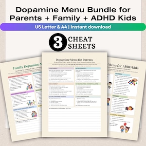 Dopamine Menu Bundle for Parents, Kids, ADHD Support (Digital Download)