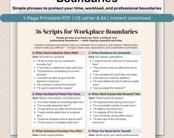 36 Workplace Boundary Scripts, Professional Communication Cheat Sheet (PDF)