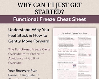 Functional Freeze Cheat Sheet, Burnout Recovery & Nervous System Regulation Tool