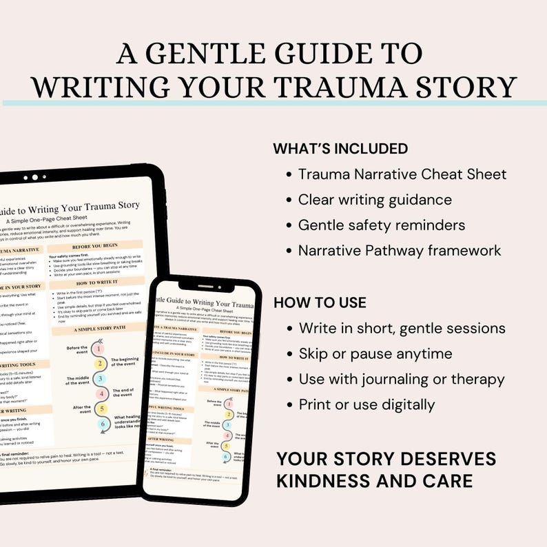 Trauma Narrative Cheat Sheet, Therapy Writing Guide (PDF Download) - Etsy