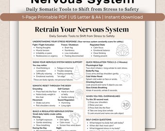 Retrain Your Nervous System Cheat Sheet, Somatic Tools for Regulation, Stress & Anxiety Guide (PDF)