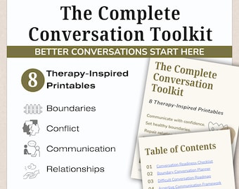 Kit de Ferramentas para Conversação, Materiais para Imprimir sobre Habilidades de Comunicação, Estabelecimento de Limites, Resolução de Conflitos, Planilhas Terapêuticas em PDF