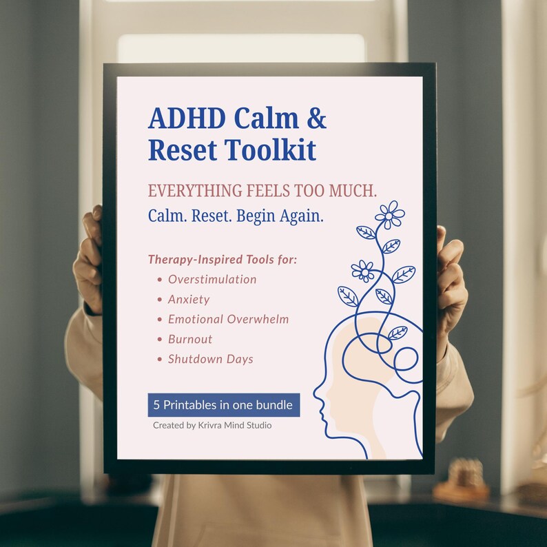 ADHD Calm & Reset Toolkit Bundle, Anxiety, Overwhelm, Nervous System Regulation Printable (5 PDFs) image 10