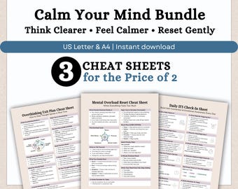 Calm Your Mind Bundle, Overthinking Help, Mental Overload Reset (3 PDFs)