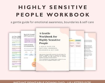 Highly Sensitive Person Workbook, HSP Therapy Worksheet, Emotional Regulation, Boundaries & Self-Care PDF, Calming corner poster