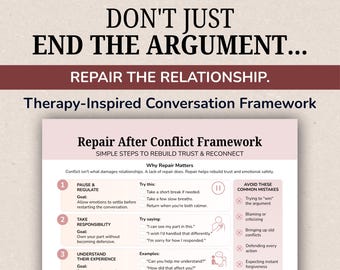 Estrutura para Reparação Após Conflitos, Comunicação em Relacionamentos (Material para Imprimir), Guia de Resolução de Conflitos, PDF Inspirado em Terapia