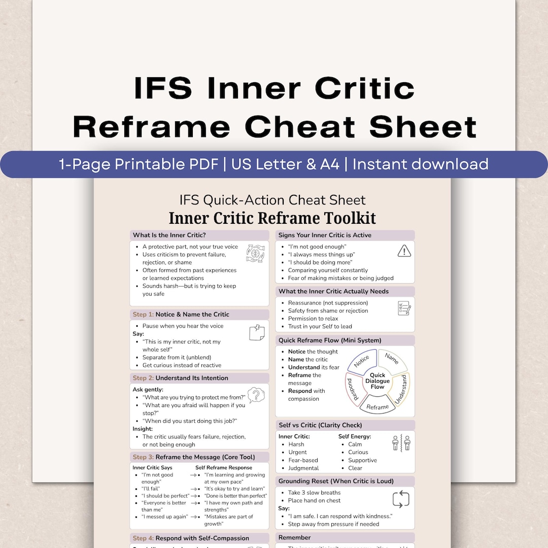 Reframe Card.pdf Inner Critic Reframe Cheat Sheet, IFS Therapy Tool (PDF) - Etsy