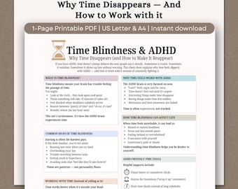 ADHD Time Blindness Cheat Sheet, Executive Function Printable (PDF Download)