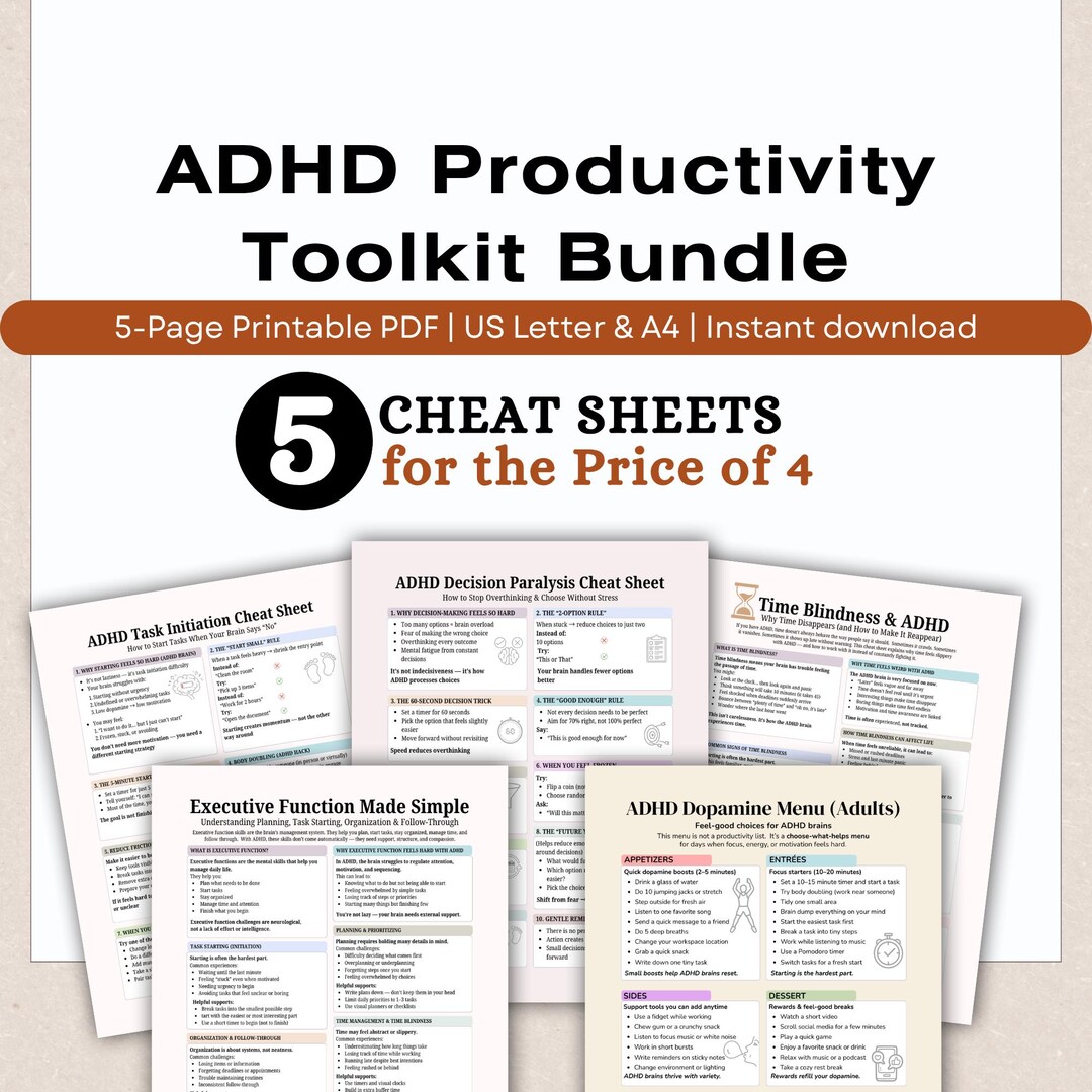 ADHD Productivity Toolkit Bundle, Executive Dysfunction, Focus ...